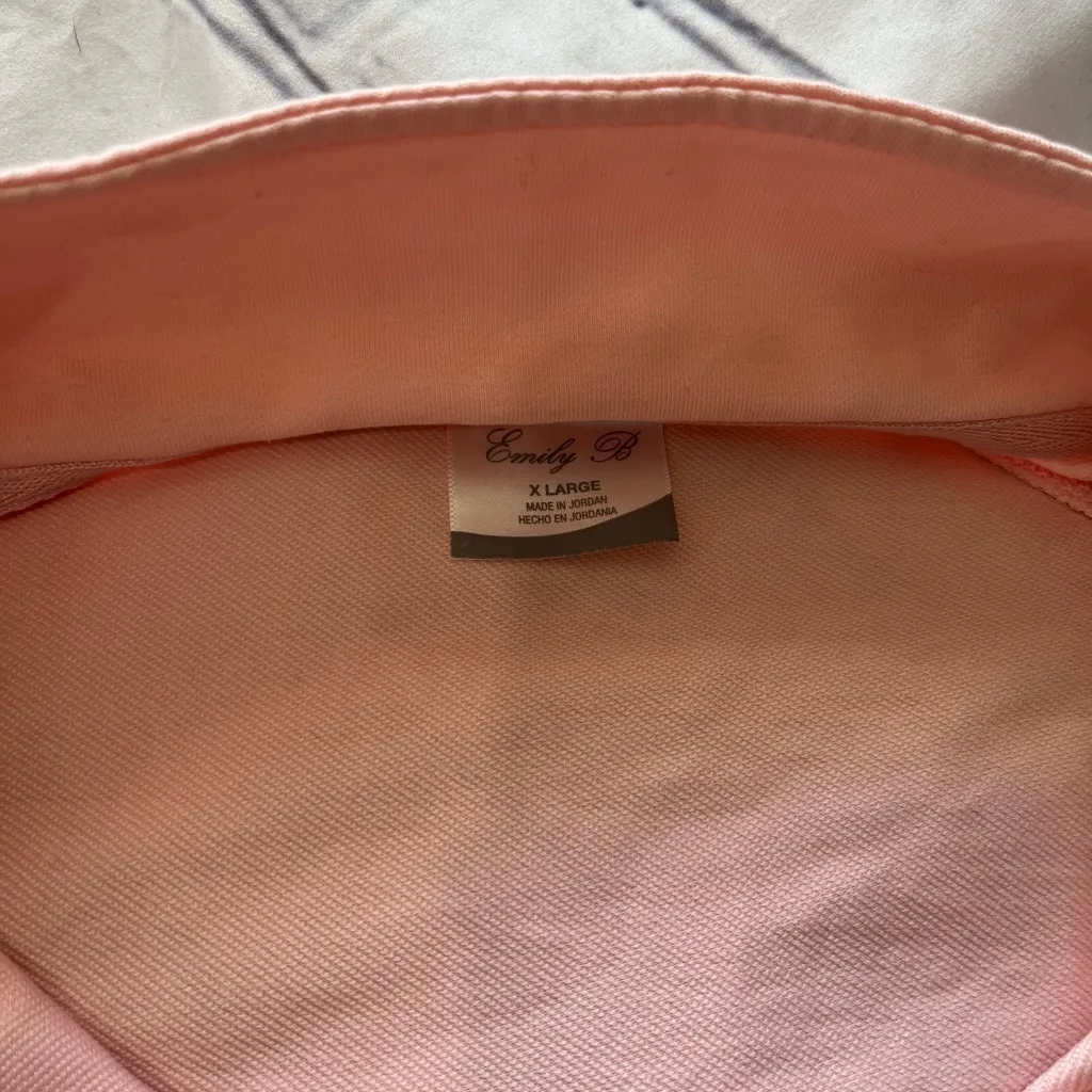 Emily B Light Blush Pink Full Zip Cotton Track Jacket Women’s XL Stand Collar - Image 13