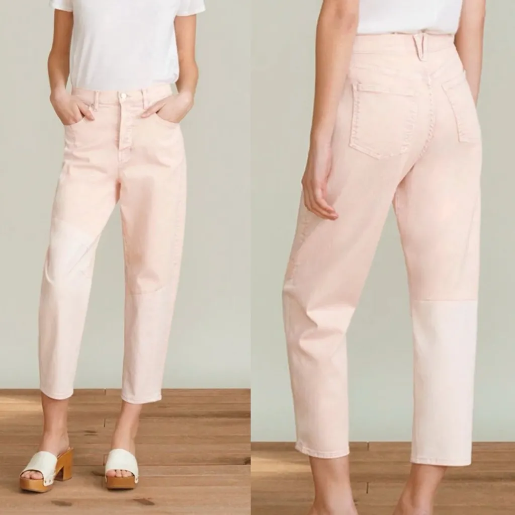 Veronica Beard Jeans Charlie Barrel Leg High Rise Pink Color-block 31 / 12‎ NEW - Image 2