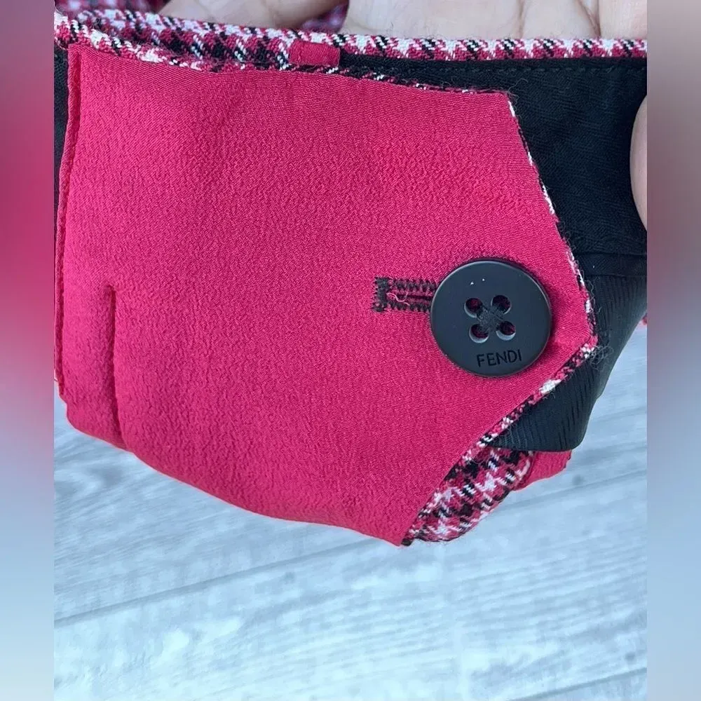 FENDI
Houndstooth Virgin Wool Pants In jelly size 36/4 - Image 9