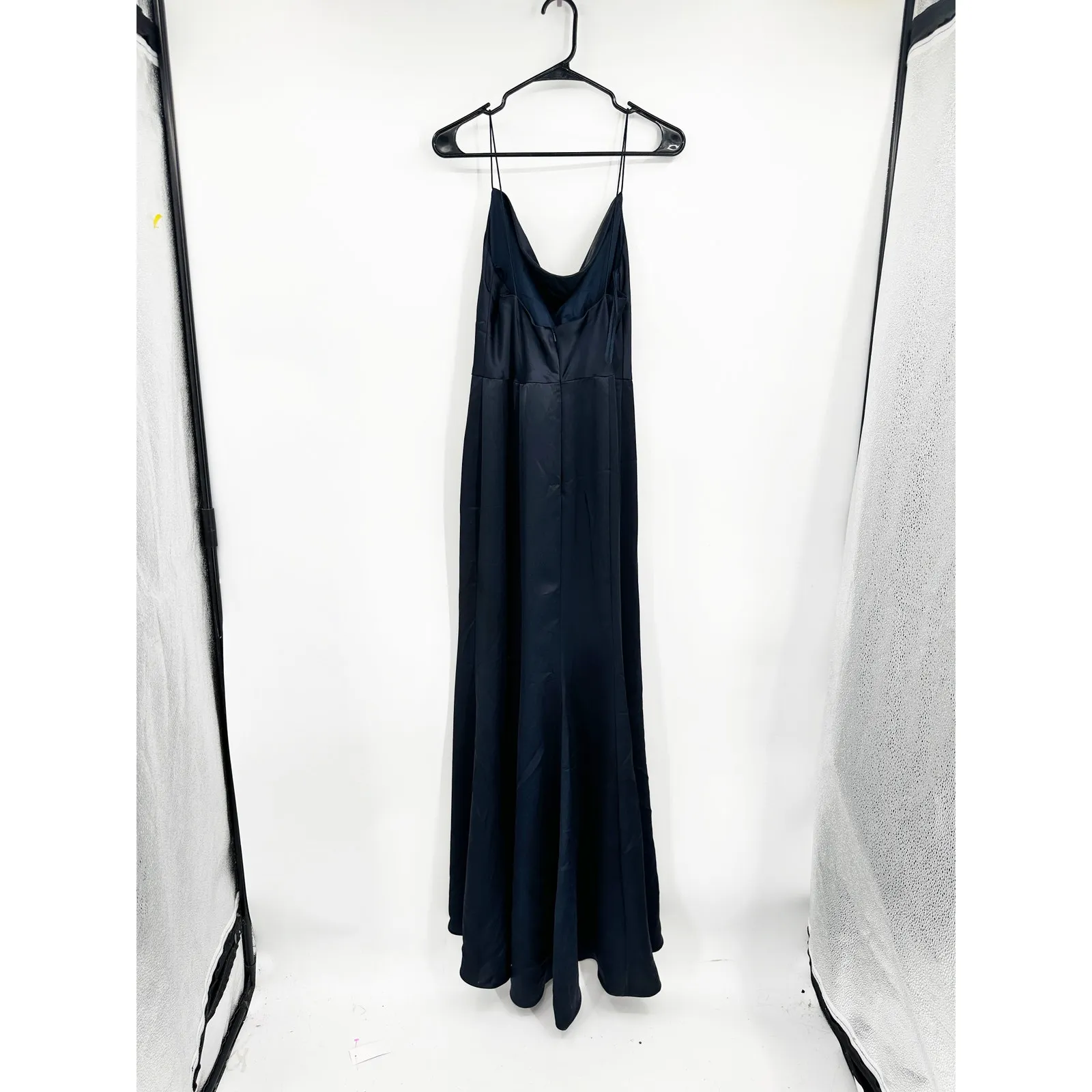 Amsale Chloe Navy Sleeveless Draped Slit Full Length Bridesmaid Cocktail Gown 8 Blue - Image 4