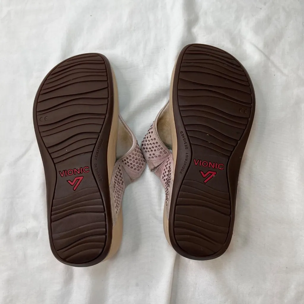 Vionic Naples Rhinestone Studded Arch Support Thong Sandals Size 6 - Image 6