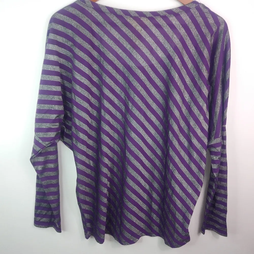 Miss Tina Knowles L Purple Silver Stripe Top Size L - Image 3