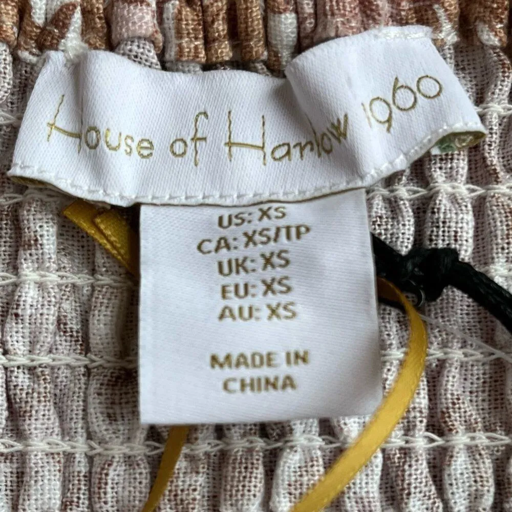 House of Harlow 1960 Floral Print Linen Blend Maxi Dress Bow Tie Shoulder NWT - Image 6