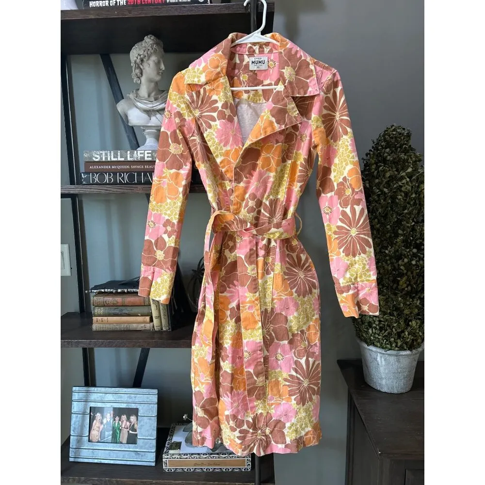 Show Me Your Mumu Nancy Trench Coat Retro Garden Womens Size XS - Image 10