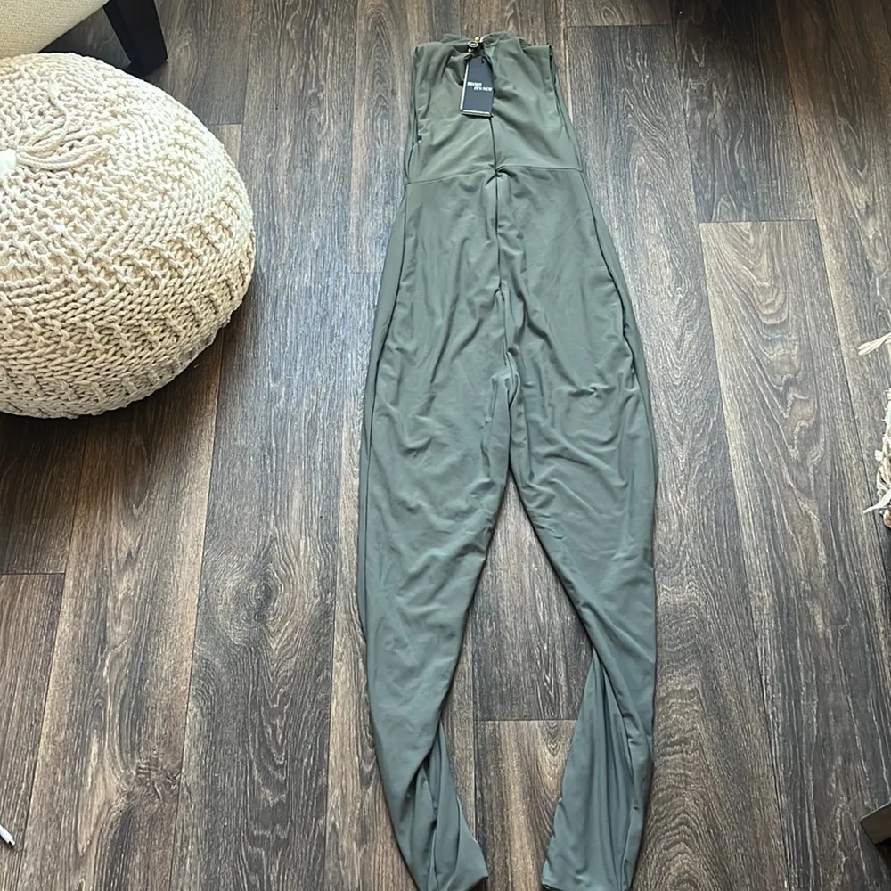 Club L Go Baby Khaki Maternity High Neck Sleeveless Jumpsuit - Image 6