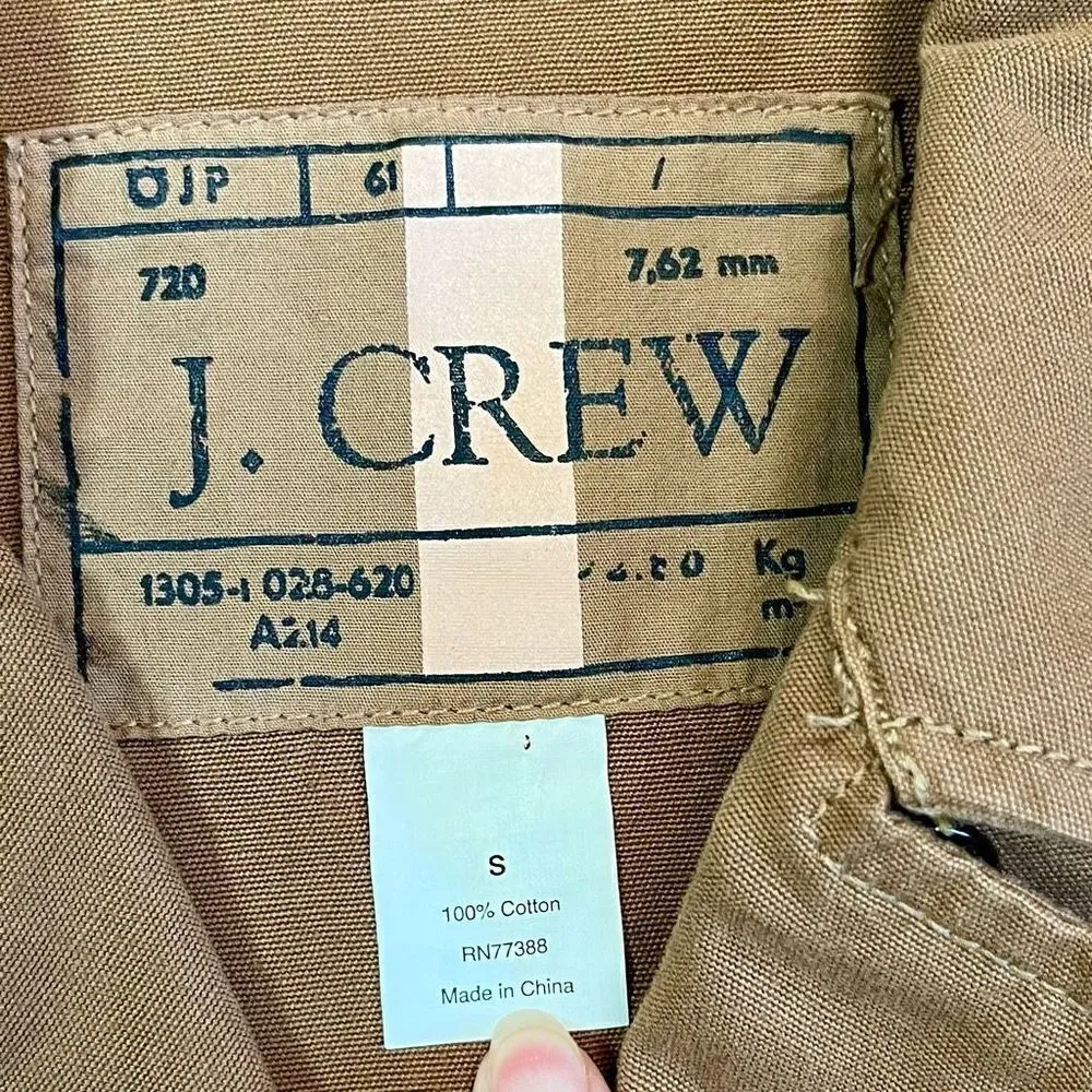 J. Crew Brigadier Utility Jacket Coat Khaki Military Cinch Waist Size Small Tan - Image 7