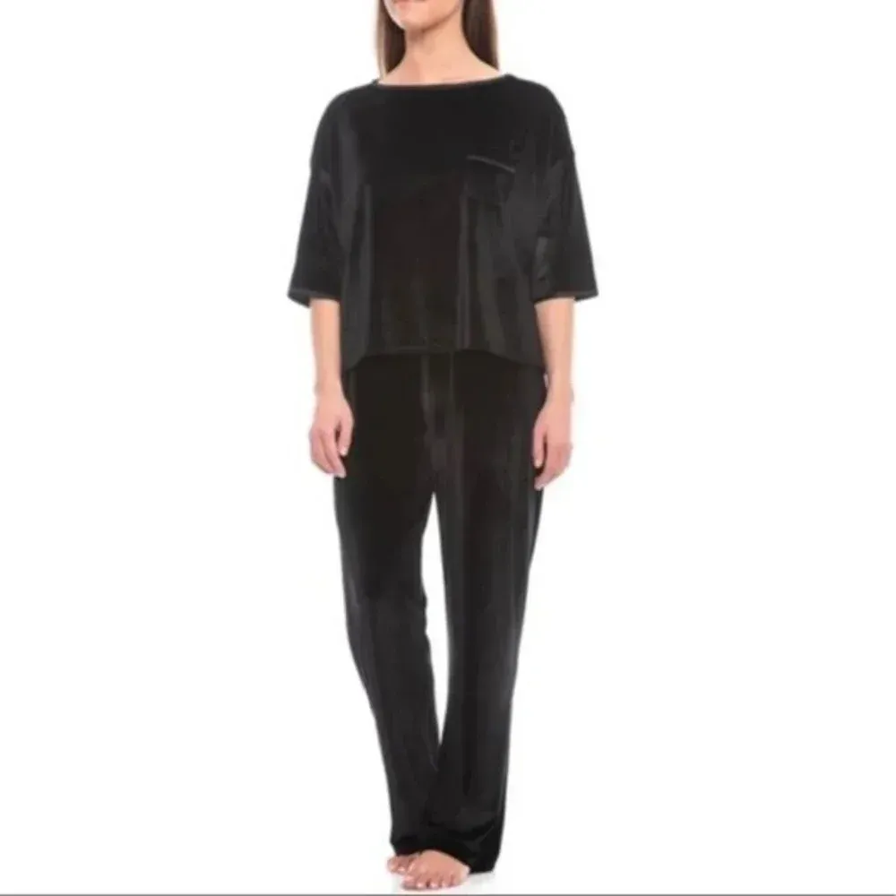 TAHARI Black Velvet‎ Short Sleeve Lounge Top Size Small - Image 4