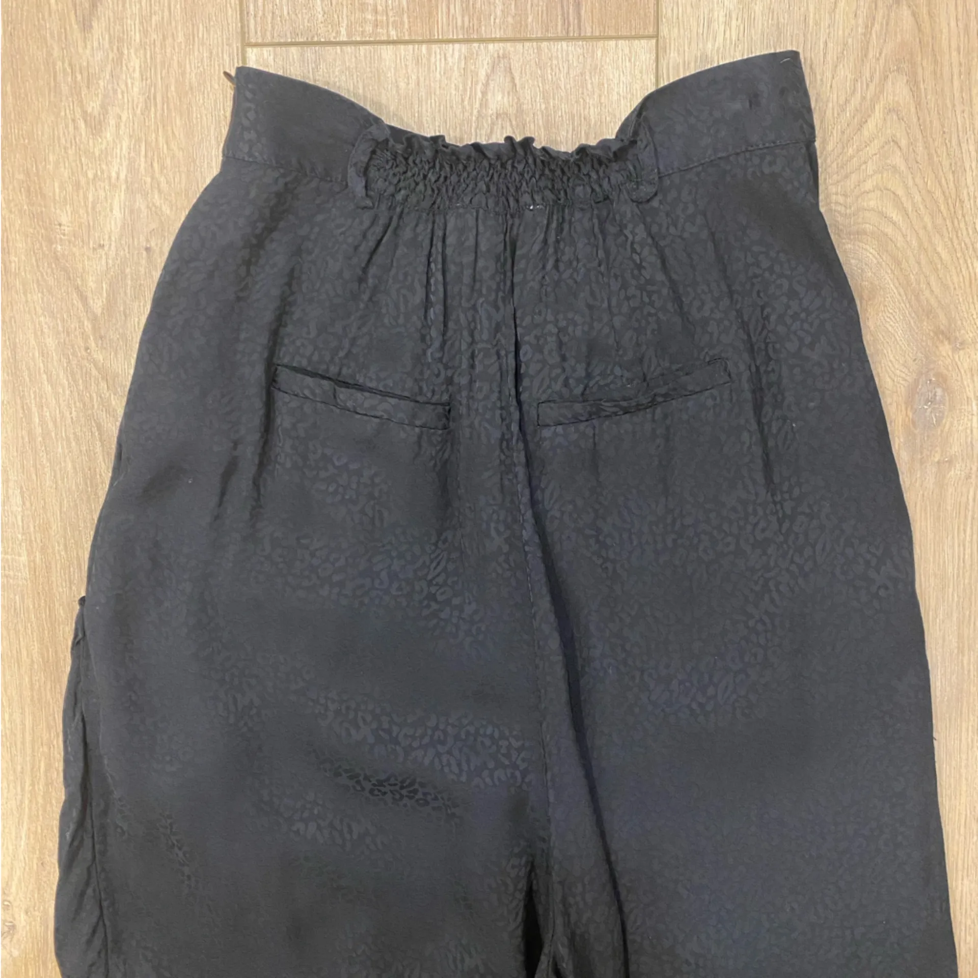 🌟BA&SH🌟JACKO WIDE LEG LEOPARD ANIMAL JACQUARD PRINT BALLOON PANT BLACK SZ XS - Image 9