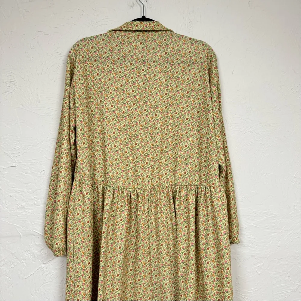 ASOS Yellow Ditsy Floral Midi Dress Womens 10 Long Sleeve Prairie Cottage Core - Image 12