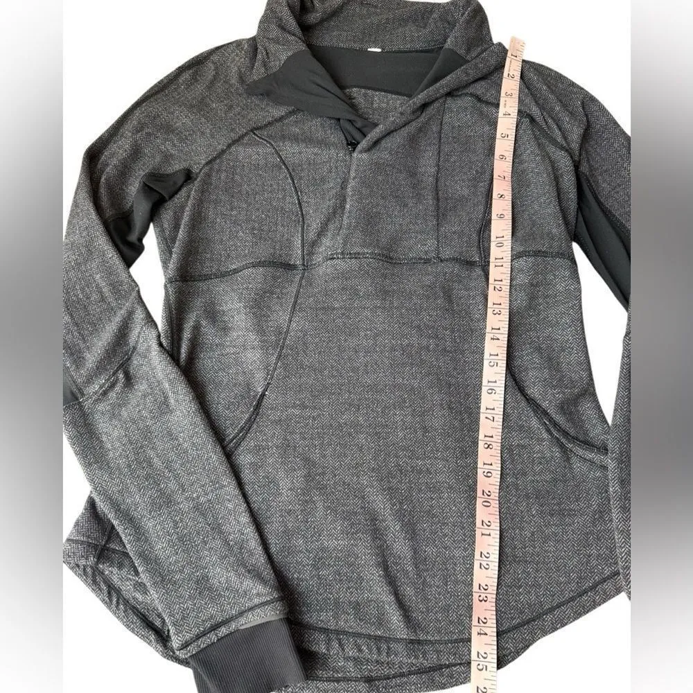 Lululemon Base Runner 1/2 Zip Heathered Herringbone Black Size 10 - Image 12
