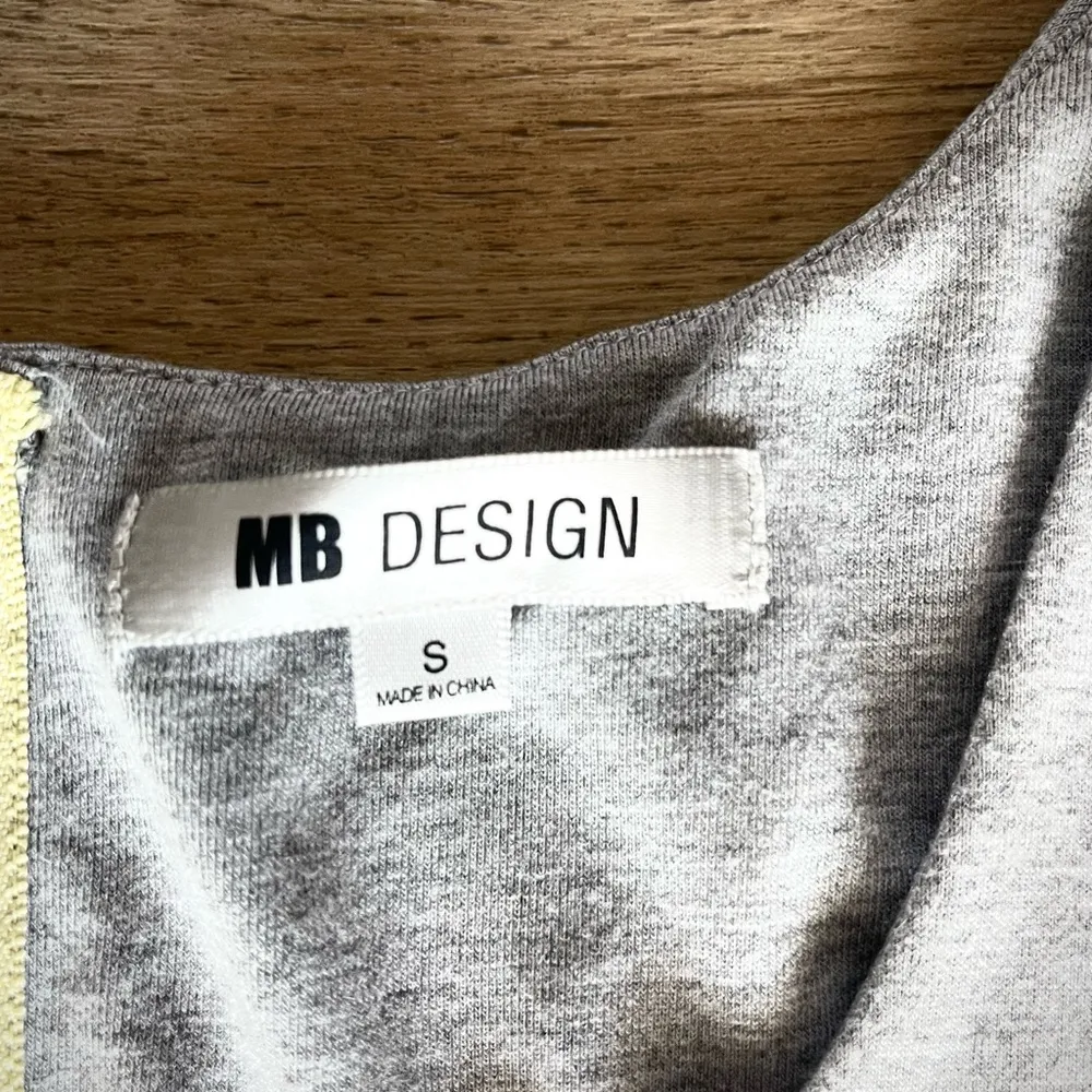 MB Design Gray & Yellow Fit & Flare Dress – Size S - Image 2