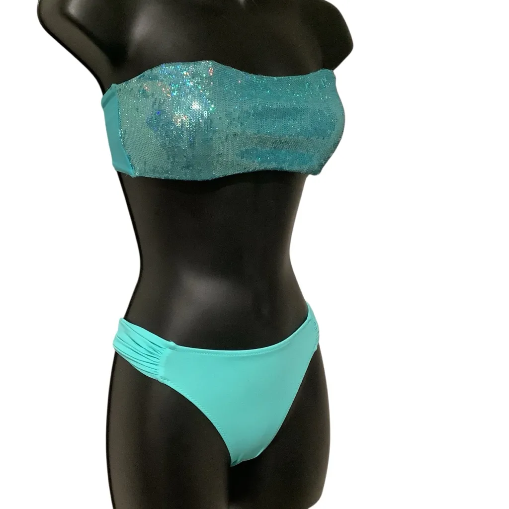 Victoria's Secret Turquoise Sequin Bikini WORN ONCE. - Image 7