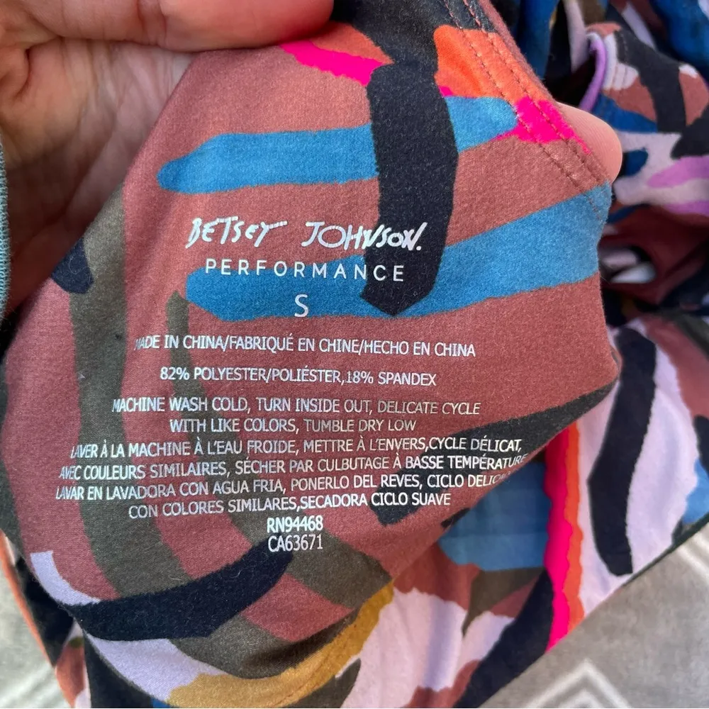 Betsey Johnson Performance Tribal Abstract Zebra High Neck Longline Sports Bra S - Image 2