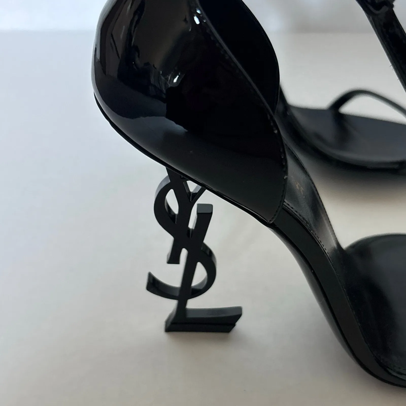Saint Laurent Opyum YSL High Heel Patent Leather Sandal Pumps Black Size EU 39.5 - Image 8