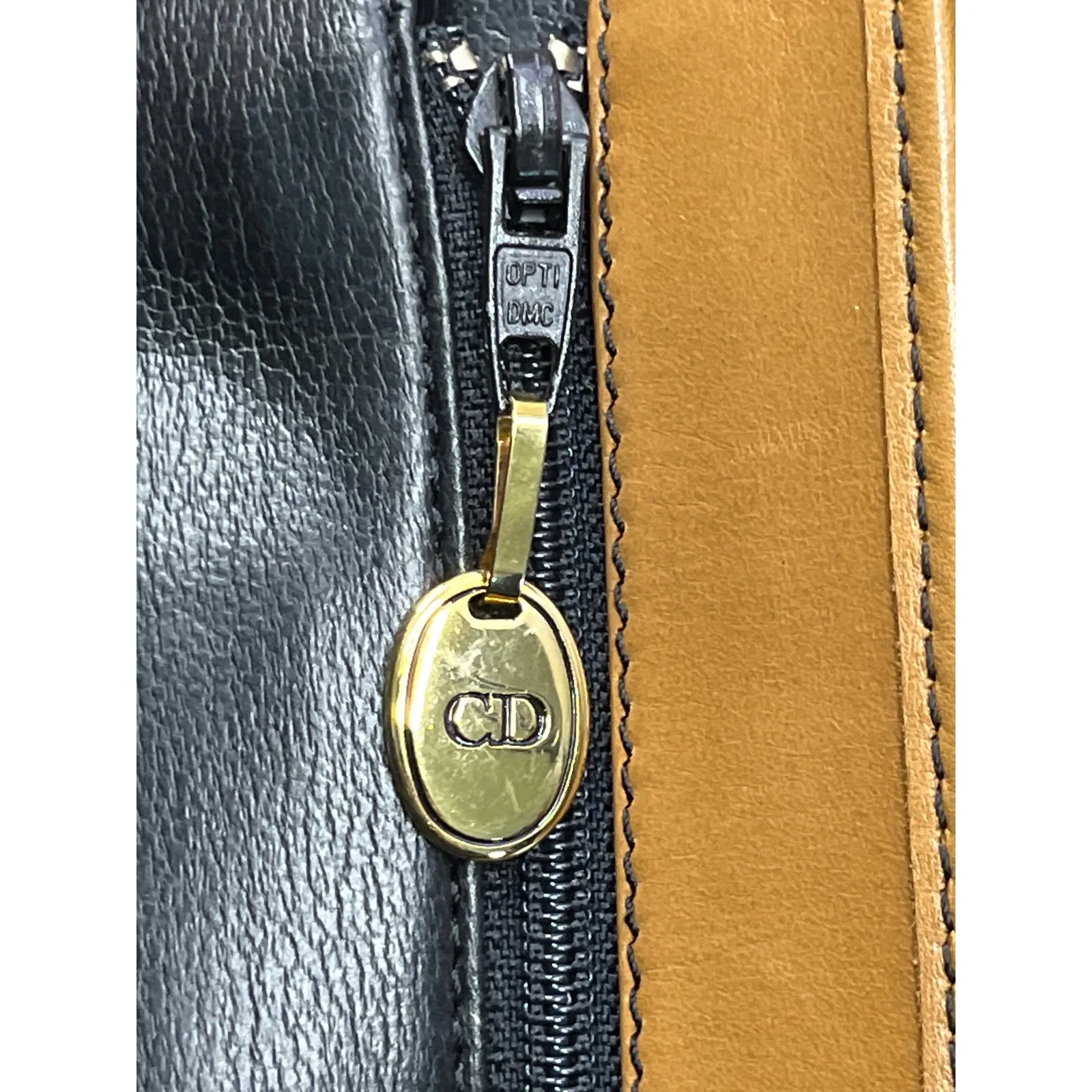 Vintage Christian Dior Black Tan Leather Crossbody Saddle Bag Snap Pouch - Image 12