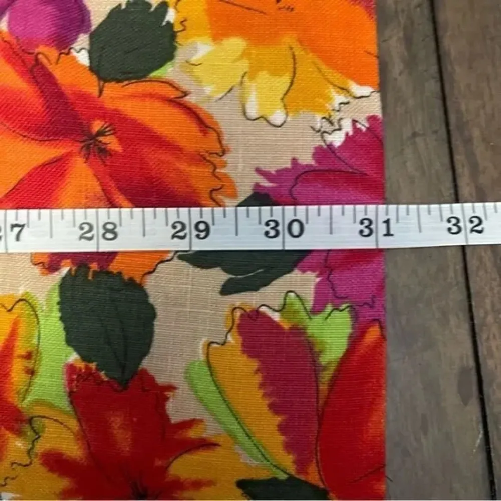 Vintage Breckenridge Floral 100% Linen Midi Skirt Size 12 - Image 5