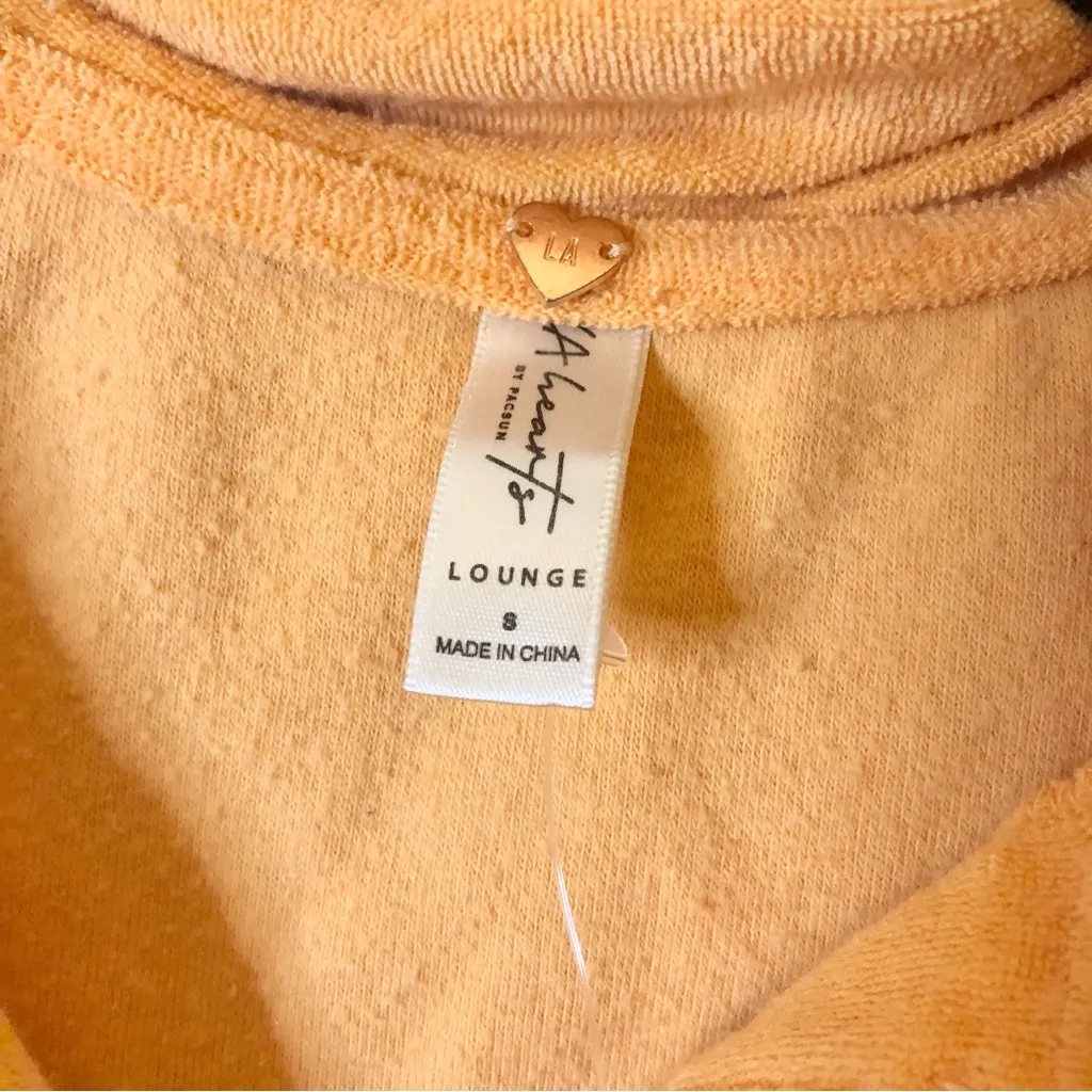 Pacsun LA Hearts‎ Lounge Tina Terry Cloth Polo Button Up Crop Top Orange small - Image 5