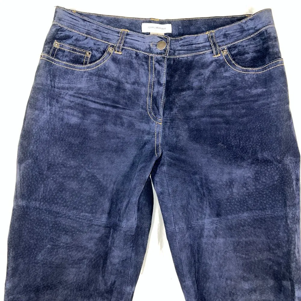 Isaac Mizrahi for Target Navy Blue Suede Leather Jeans Pants Size 4 - Image 2