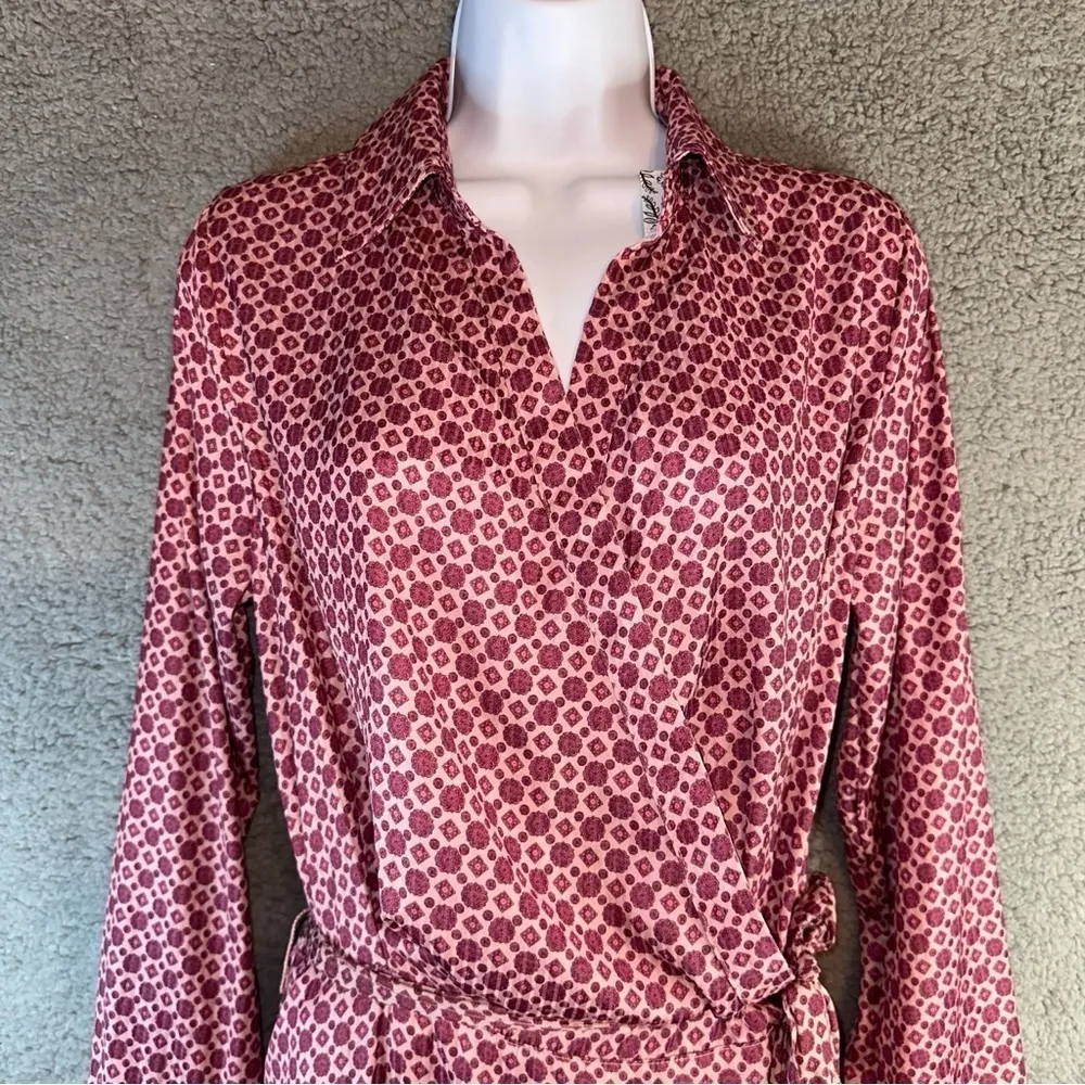 Free People Shirt Women's XS Pink Purple Arlo Wrap Garden Combo Tunic Blouse NWT - Image 10