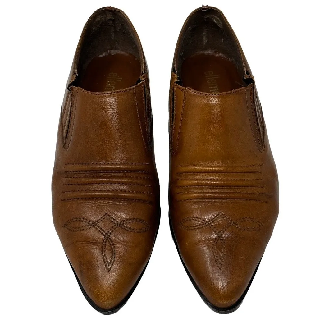 ELLEMENNO Brazilian Brown Leather Cowboy Boot Booties Shoes ~ Women's Size 7.5 - Image 3