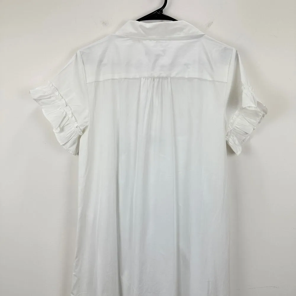 J.Crew Amelia Maxi Shirtdress Cotton Poplin White Ruffle Pockets Relaxed S NWT - Image 11