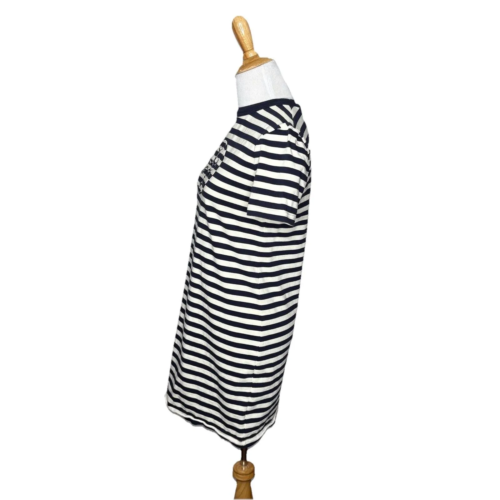 Tory Burch Striped Logo Navy White T shirt Dress  Size  XS Extra Small Womens - Image 3