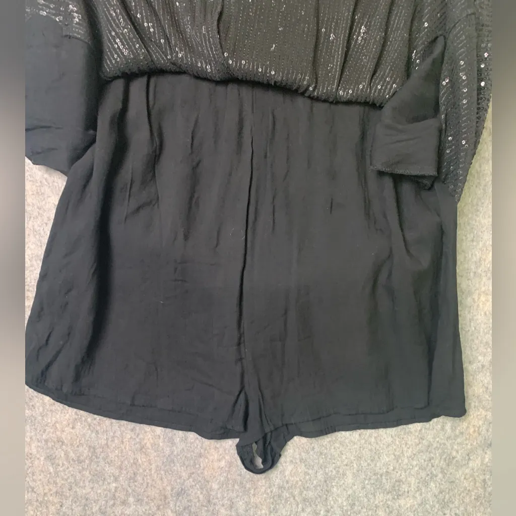 Mustard Seed Women Size Small Black Sequins short sleeve mini dress under shorts - Image 5