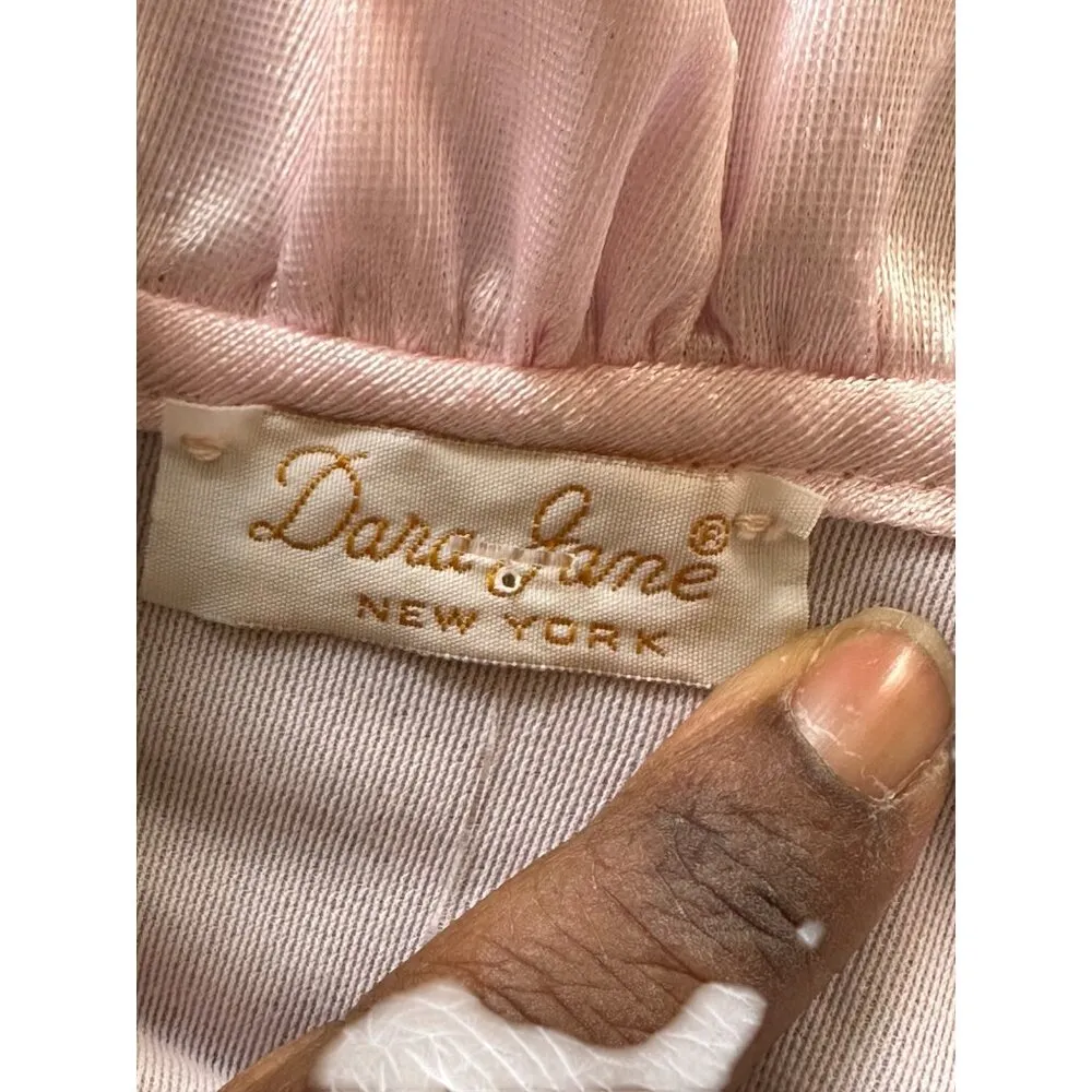 Vintage Pink Victorian Fleece Nightgown Lace Ruffle Collar Floral Embroidery L Size L - Image 7