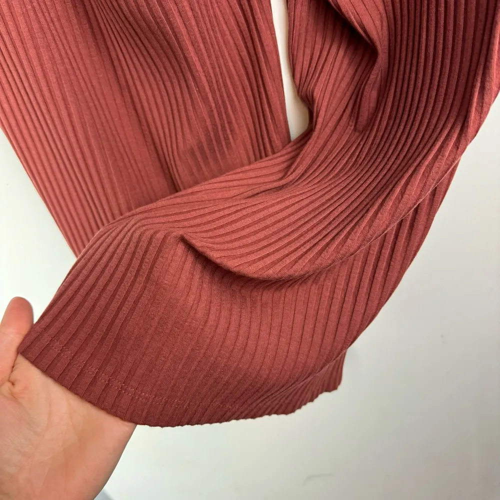 Eileen Fisher Wide Leg Ribbed Stretch Pants Sz Small Terracotta Rust - Image 12