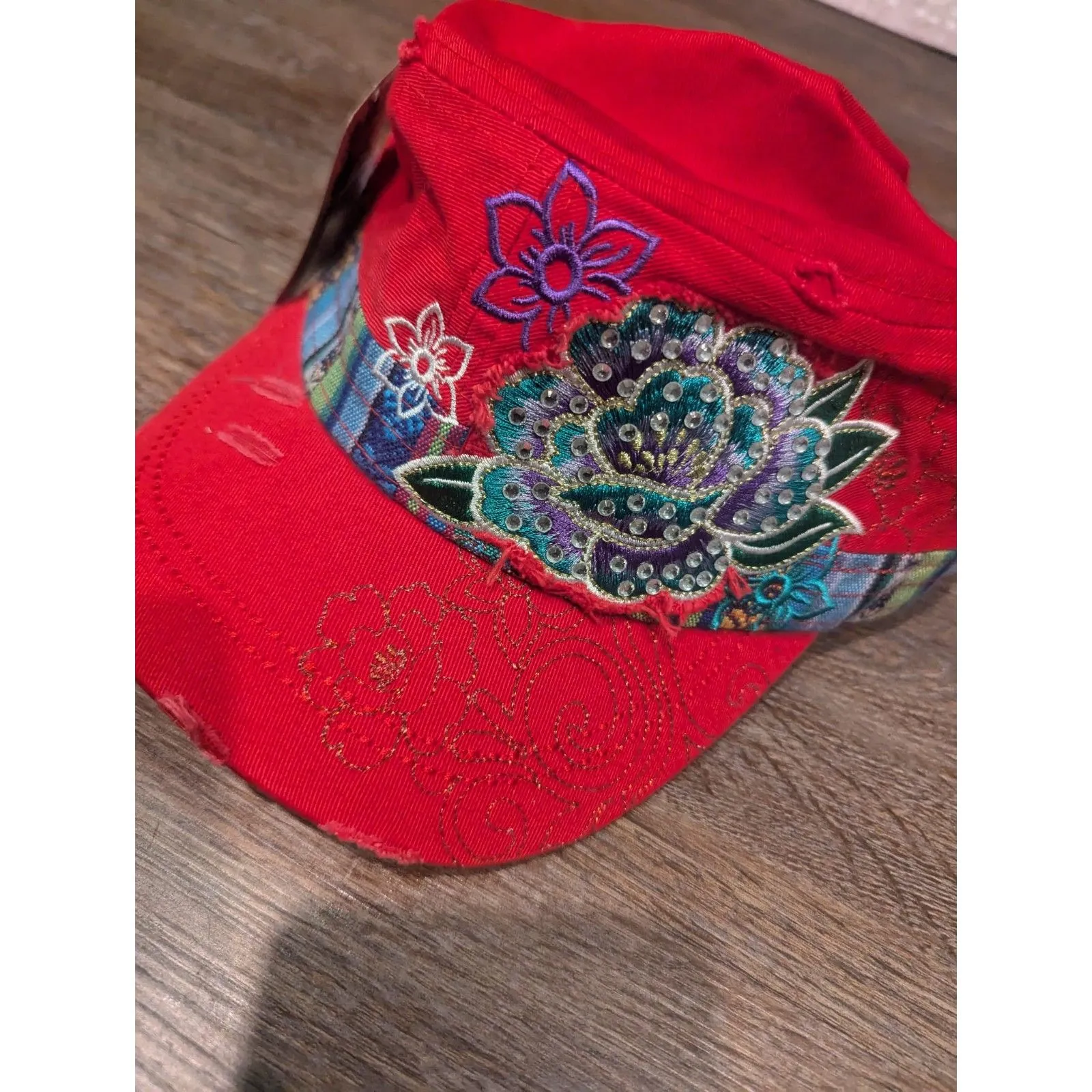 Unique Embroidered Red Cap by LOGA - Image 2