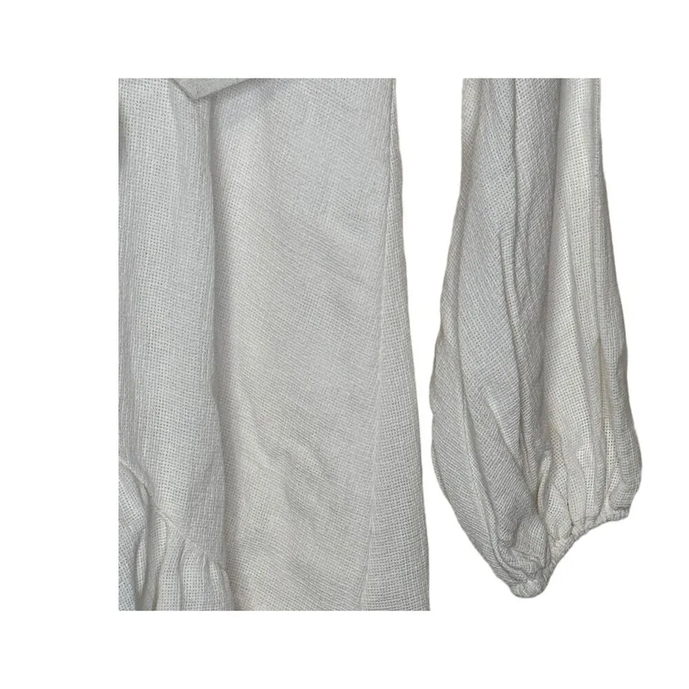 Selfie Leslie Women's Dress Mini Flaunce Hem V-Neck Belted Waist White Small NWT - Image 2