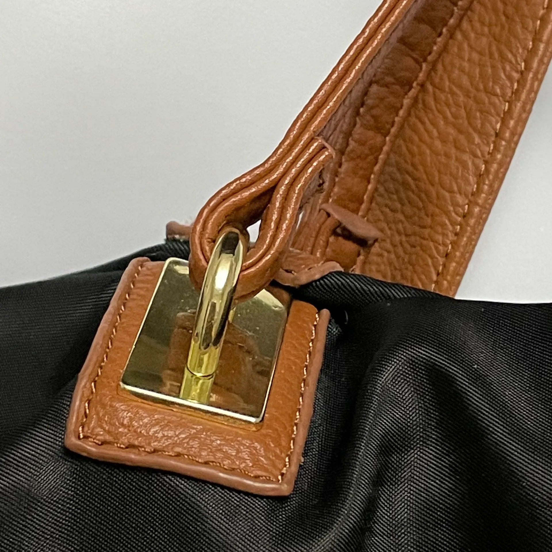 Big Buddha Black Slouchy Shoulder Bag with Tan Removable Shoulder Strap - Image 10