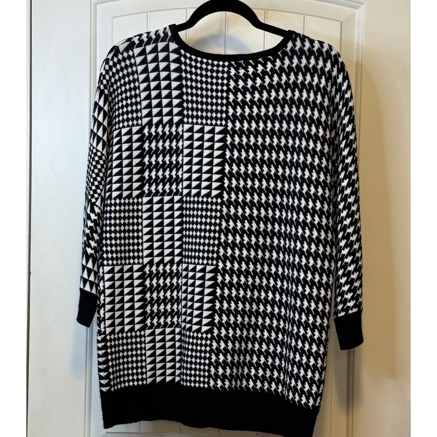Carolyn‎ Taylor Sweater Sz Dolman 3/4 Sleeves Pullover Black/White Workwear XL # - Image 2