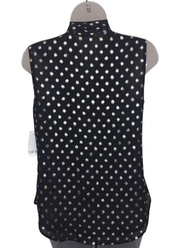 Tie Neck Chiffon Metallic Dot Blouse XS - Image 5