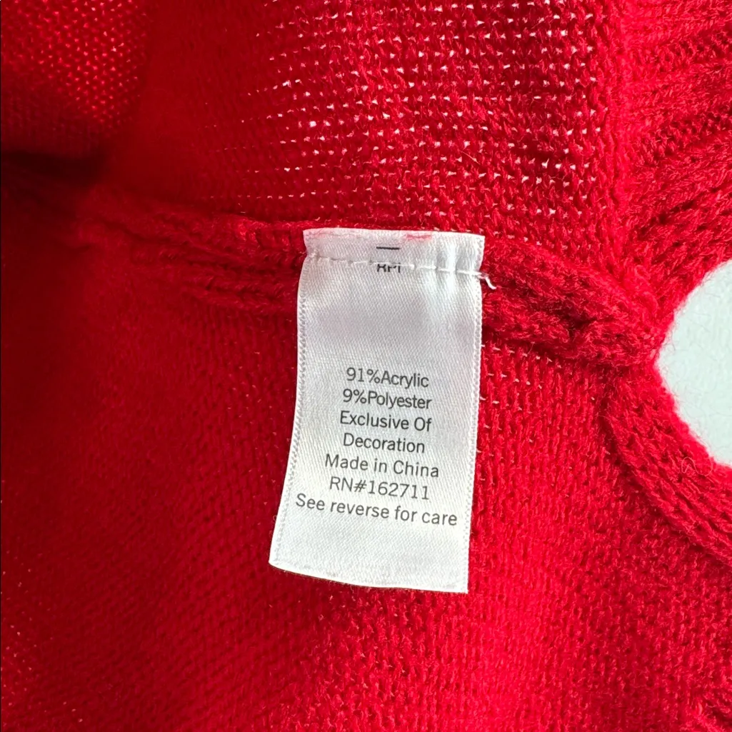 Red Meowy Christmas Cat Sweater M Celebrate Together red sequins holiday 3D Size M - Image 10