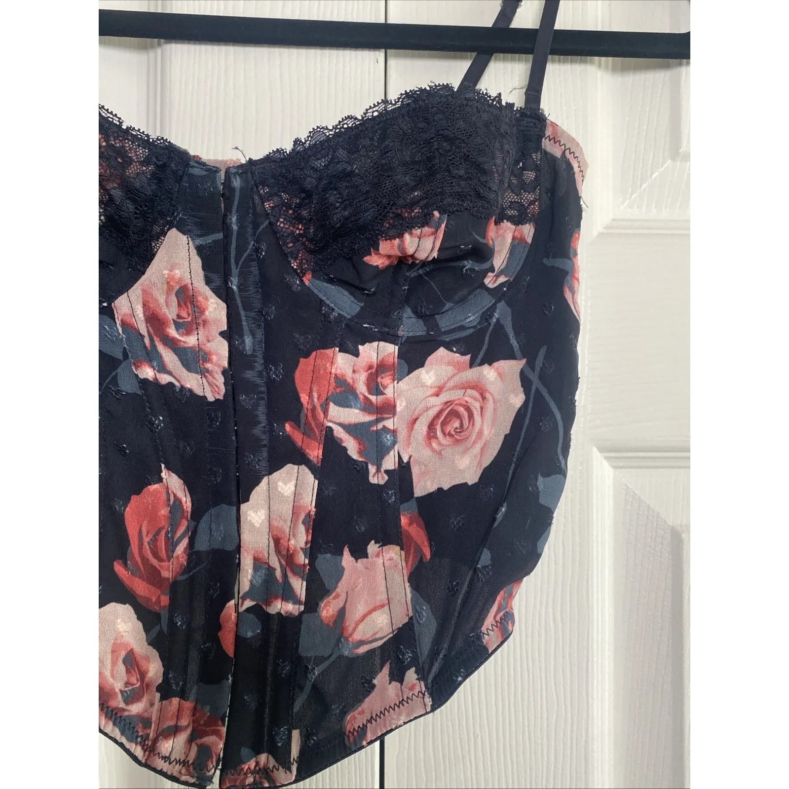 Out From Under Floral Corset Urban Outfitters Womens Small Dark Floral Romantic - Image 3