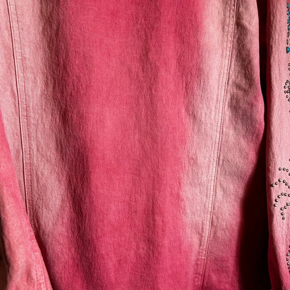 DH2 by Diane Gilman Embellished Pink Denim Jacket womens size 1X‎ studded - Image 15