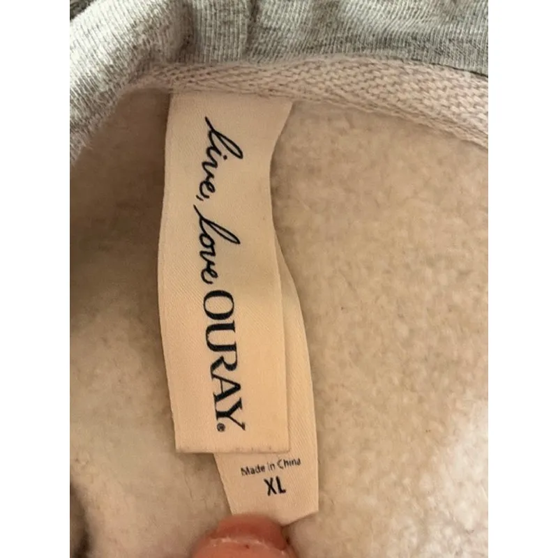 Ouray Bears Graphic Hoodie Gray Fleece Size Large Pullover Sweatshirt - Image 5