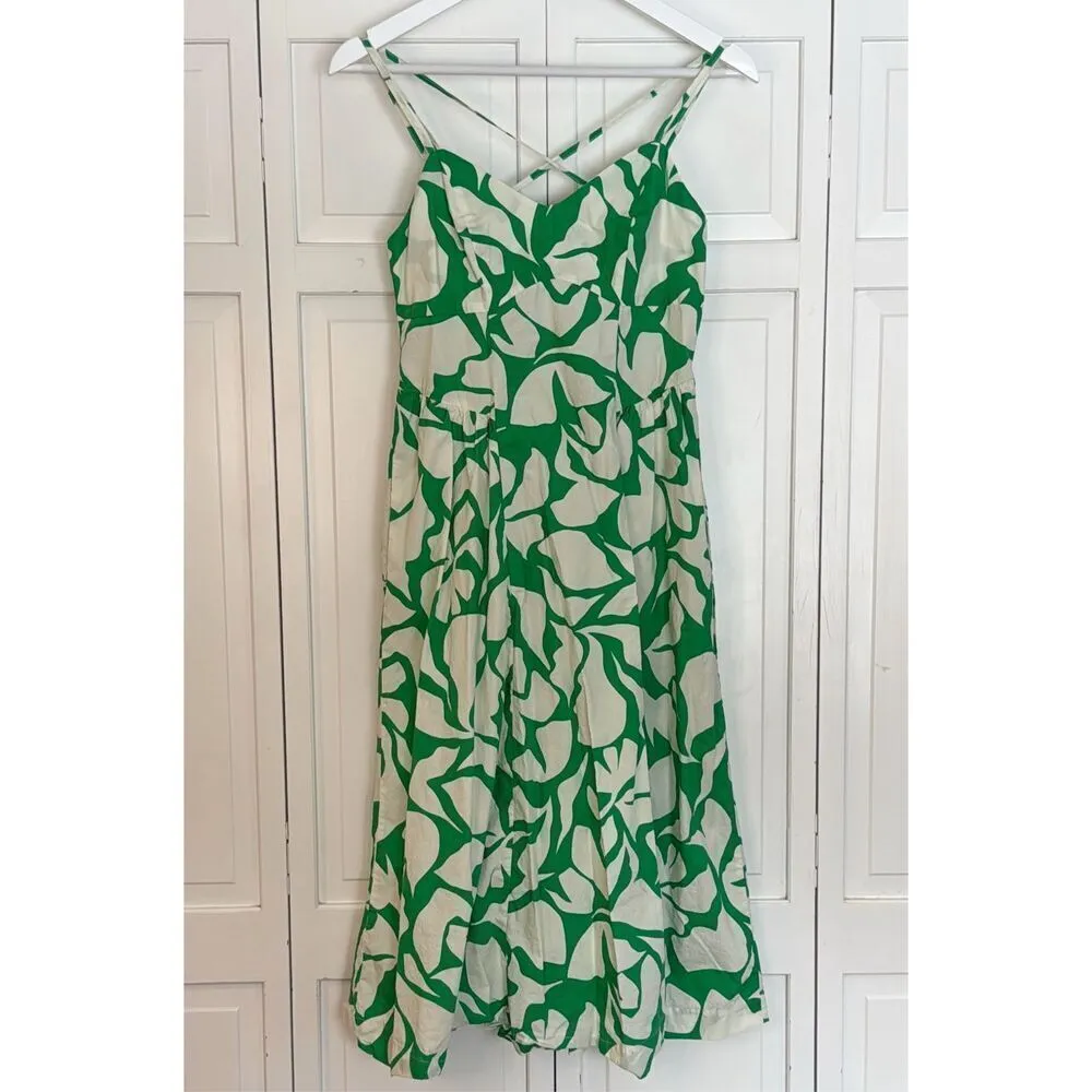 A New Day green floral cross back in pocket midi dress small - Image 4