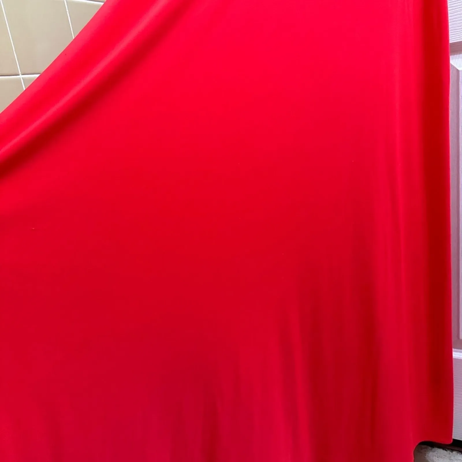 Night Way Bright Coral Gathered Stretch Cowl Neck Formal Maxi Dress 8 Draped Orange - Image 9