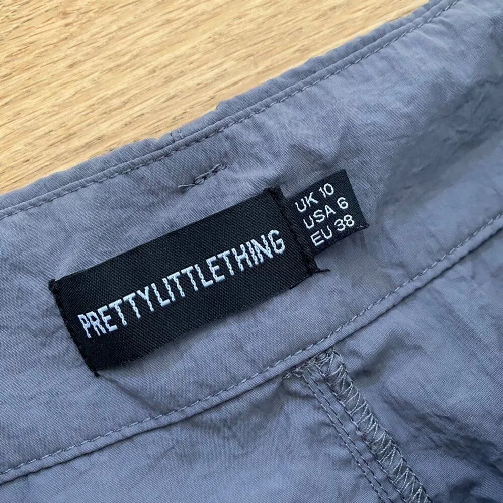 PrettyLittleThing Parachute Shell Cargos in Gray - Image 3