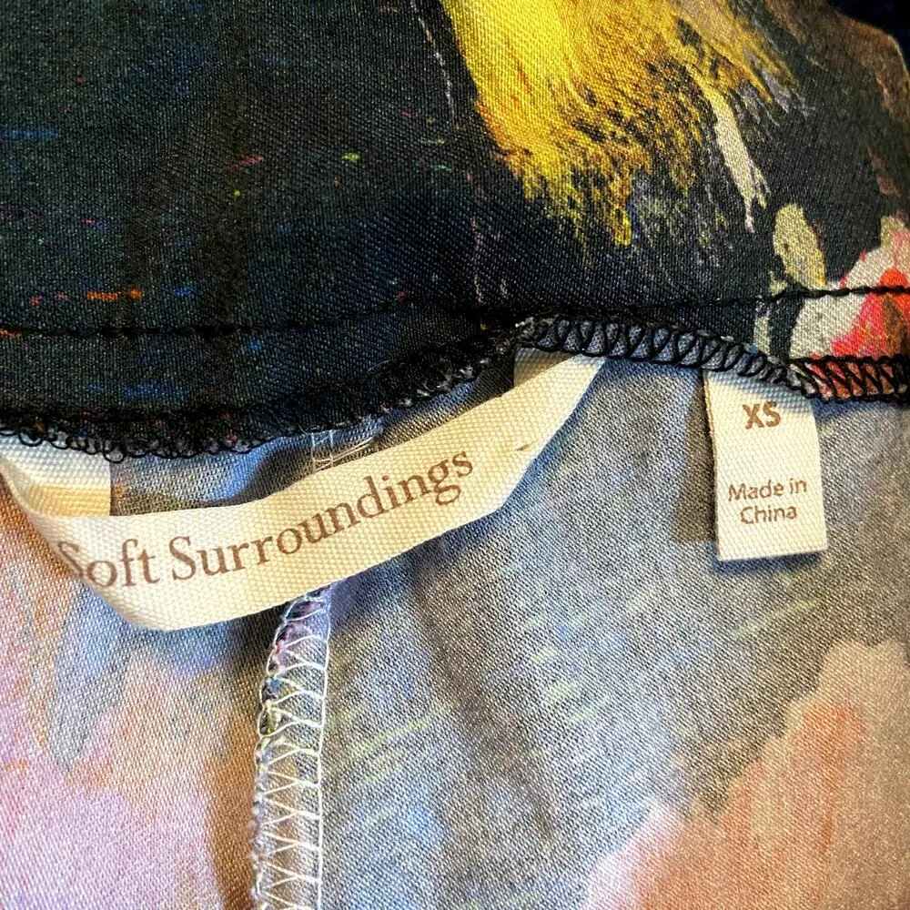 Soft Surroundings Papavero Ponte Ankle Pants High Waisted Pink Floral Black XS - Image 3