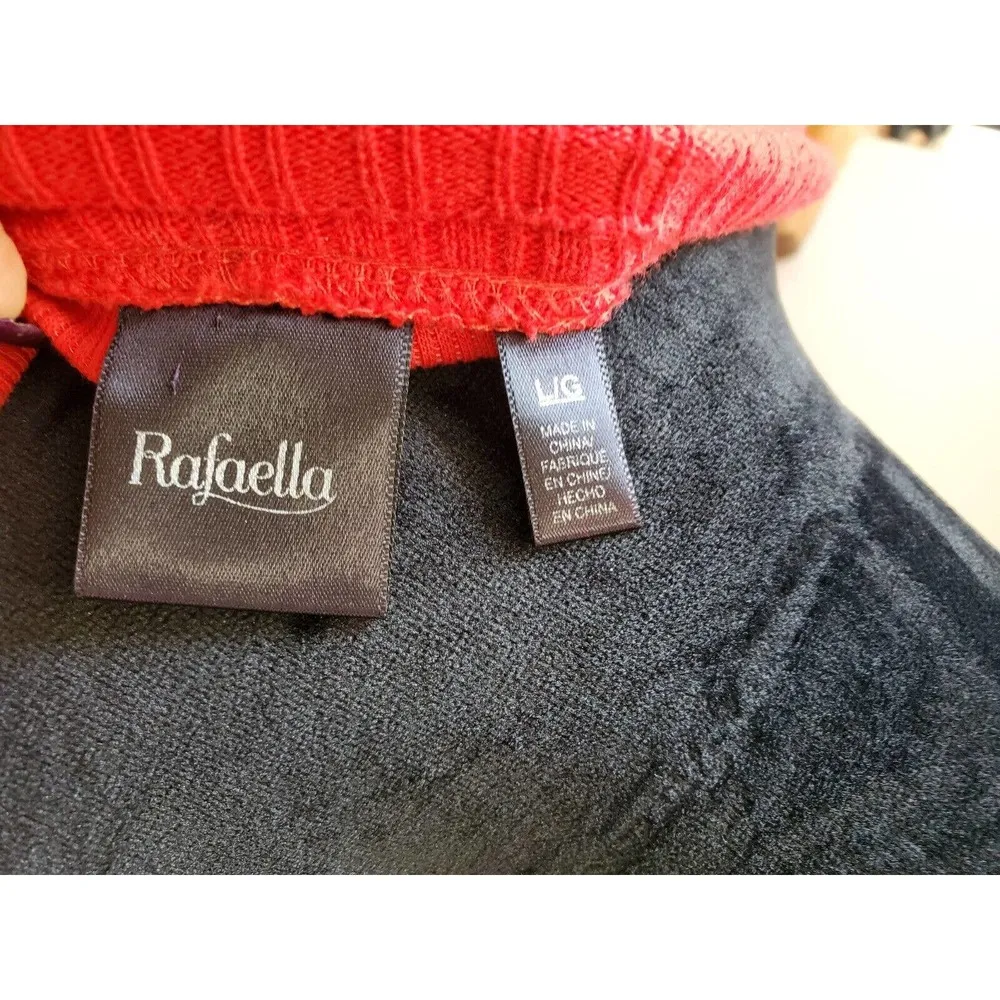 Rafaella Women's Red Cotton Round Neck Long Sleeve Pullover Knit Sweater Size L - Image 8