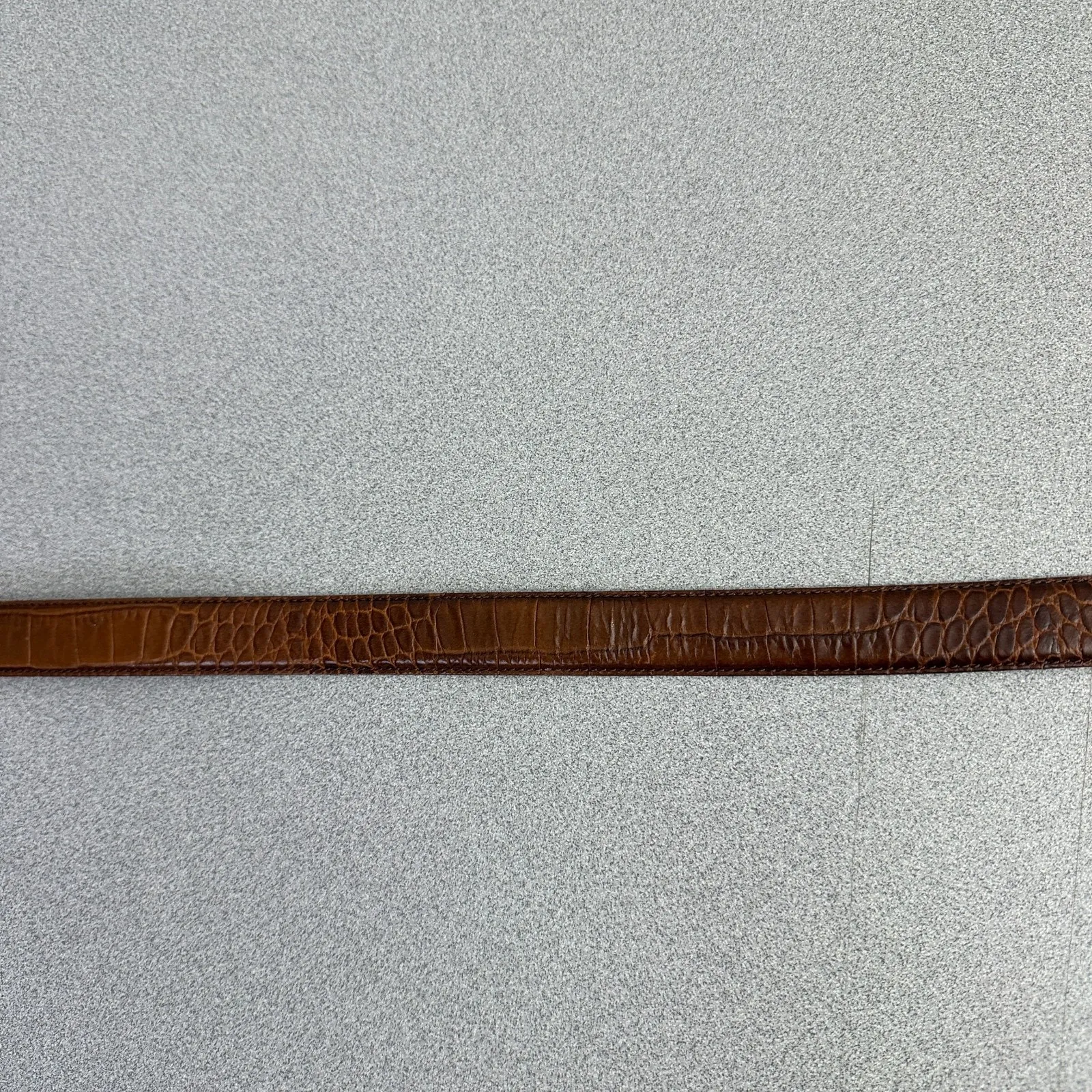 Ralph Lauren Collection Leather Belt Womens Medium Brown Gold Buckle Croc Emboss - Image 4