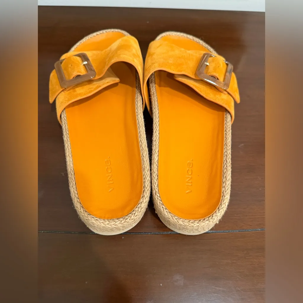 Vince Orange Buckle Slide Sandals - Image 3