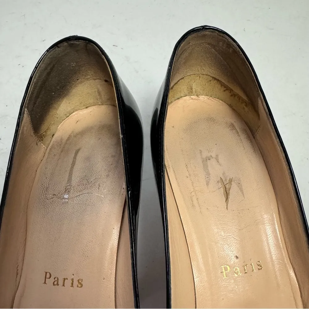 Christian Louboutin Black Patent Leather Platform Heels Size Eur 37.5/ US 7.5 - Image 9