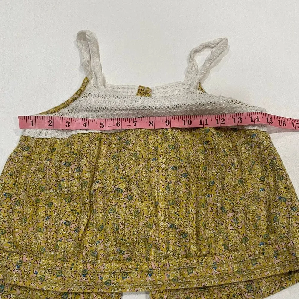 Universal Thread Yellow Floral Crochet Lace Tank Top Size M Medium Boho - Image 4