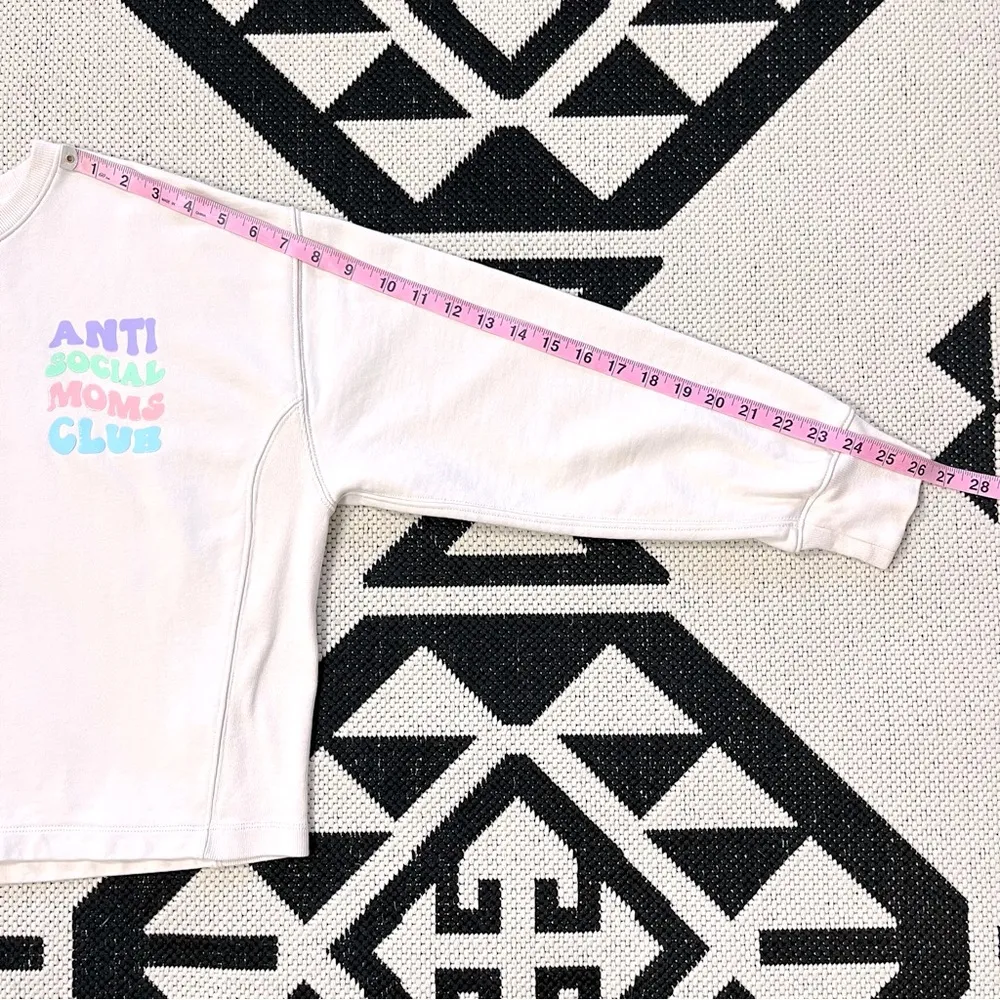 J. Crew University Terry Crop Crewneck Anti Social Moms Club Sweatshirt Small - Image 4