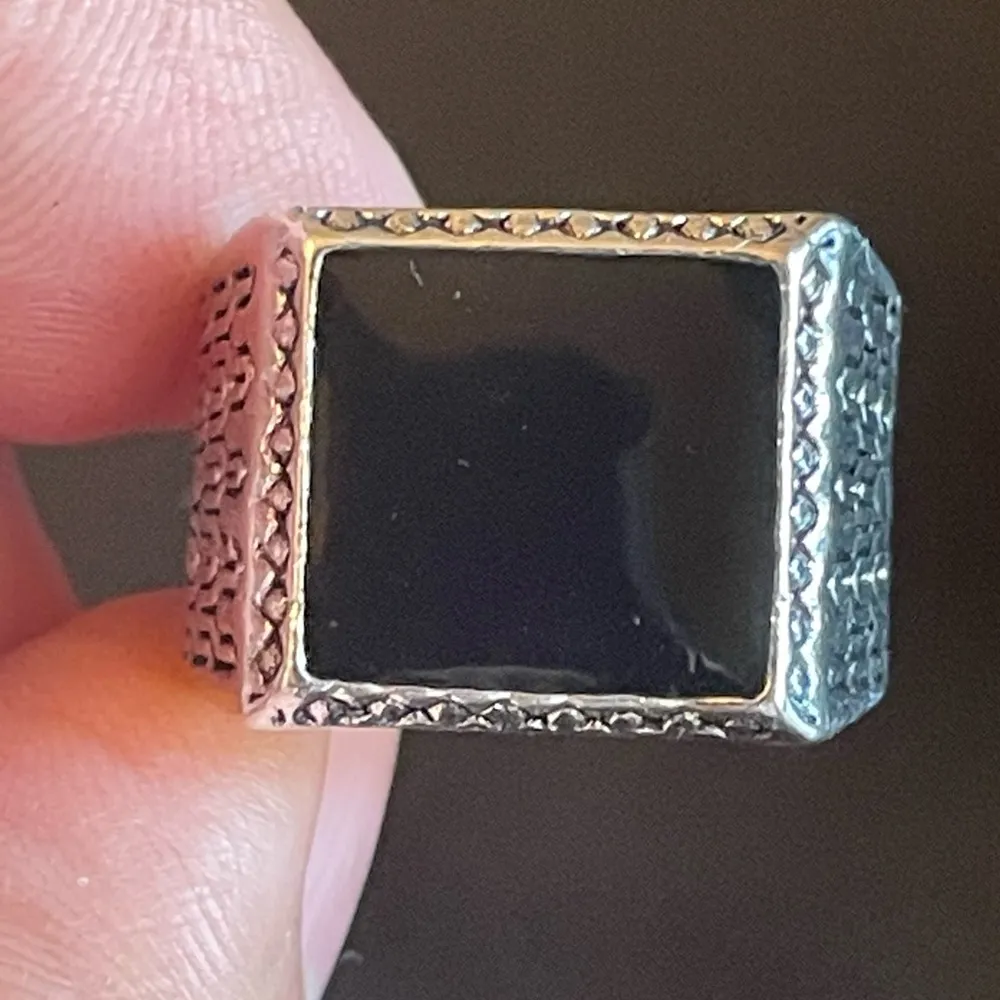 Healing black obsidian S925 silver ring size 7.5 - Image 5