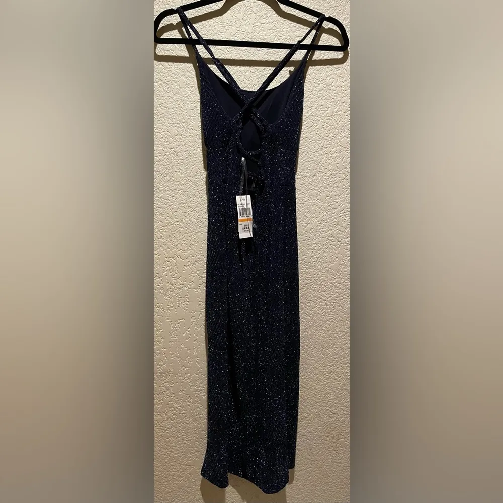 NWT Speechless Sleeveless Glitter Knit Slip Bodycon Dress Navy Blue Size S - Image 9